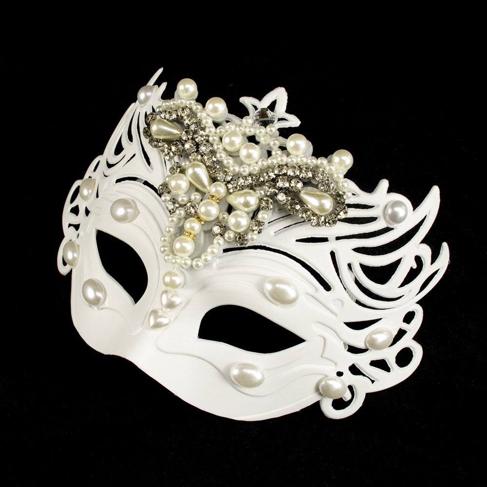 Bianca Ivory Pearl Filigree Masquerade Mask