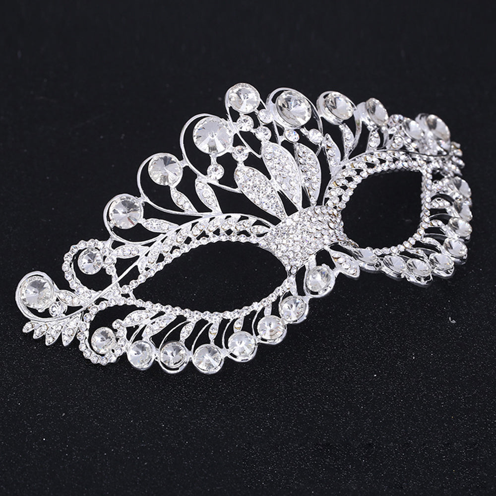 Silver Metal Rhinestone Masquerade Mask