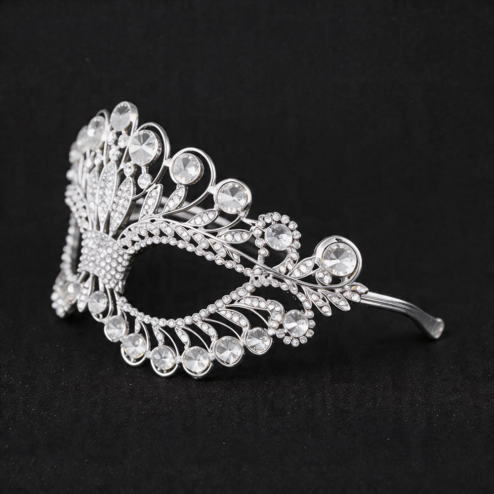 Silver Metal Rhinestone Masquerade Mask