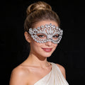 Silver Metal Rhinestone Masquerade Mask