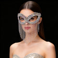 Bianca Champagne Crystal Rhinestone Fringe Venetian Masquerade Mask