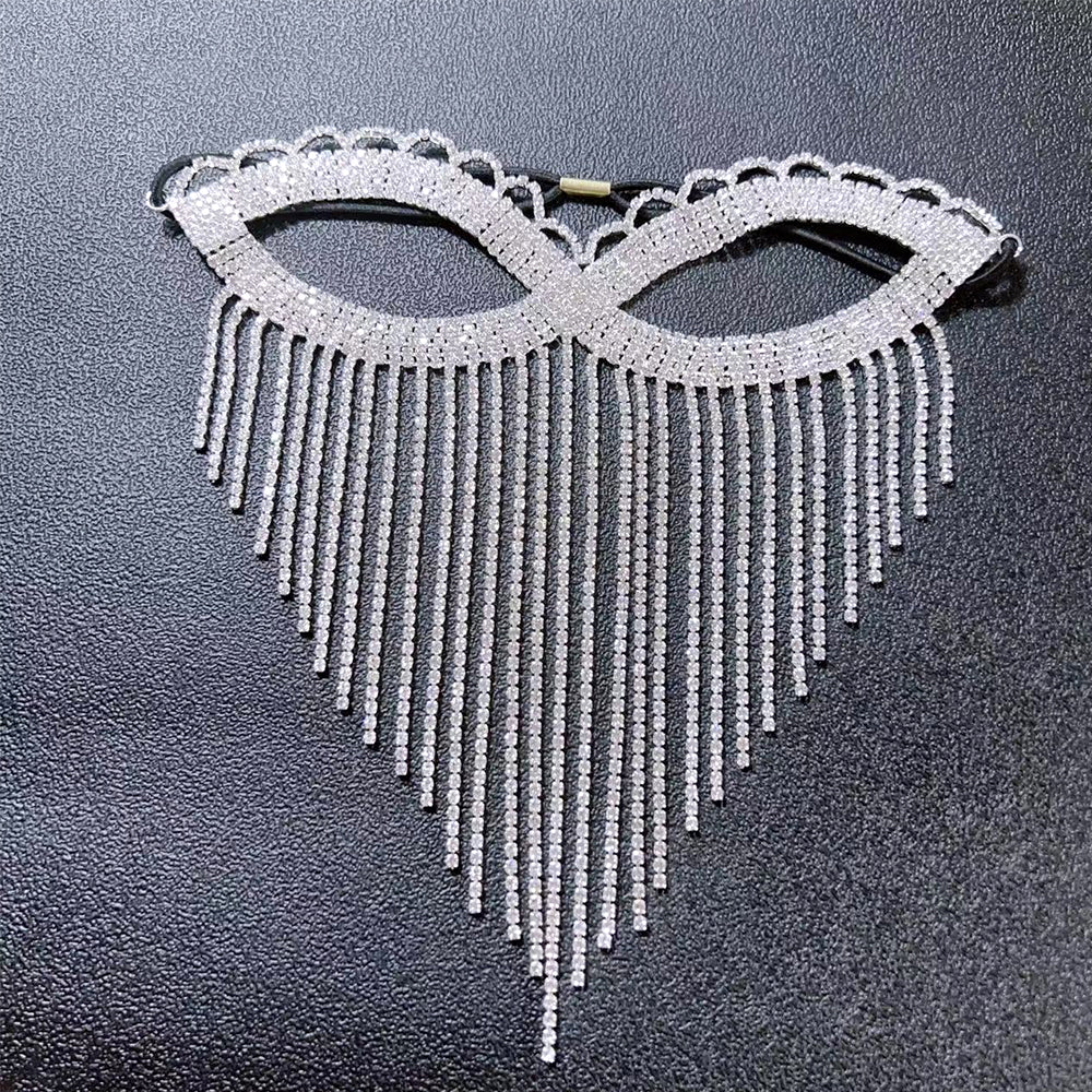 Bianca Gold Scalloped Rhinestone Fringe Venetian Masquerade Mask