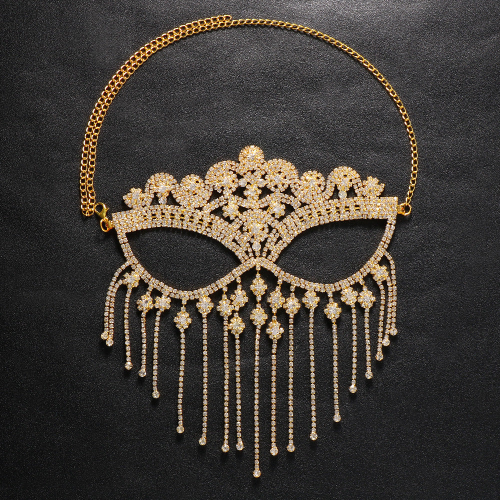 Bianca Gold Rhinestone Fringe Masquerade Mask