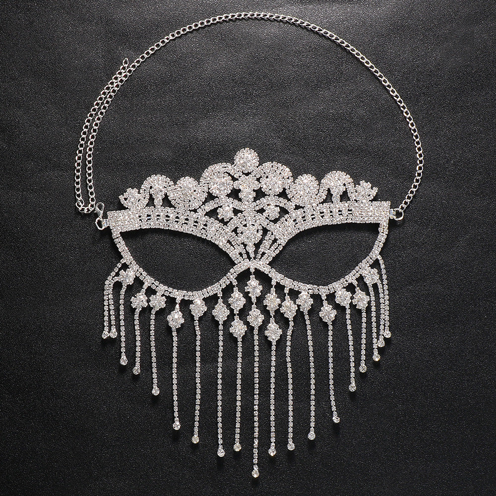 Bianca Gold Rhinestone Fringe Masquerade Mask