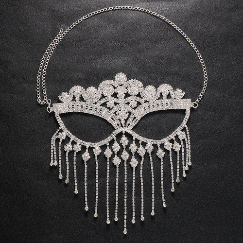 Bianca Gold Rhinestone Fringe Masquerade Mask