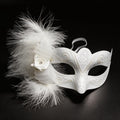 Giulia  Ivory Feathered Venetian Masquerade Mask