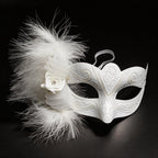 Giulia  Ivory Feathered Venetian Masquerade Mask