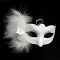 Giulia  Ivory Feathered Venetian Masquerade Mask