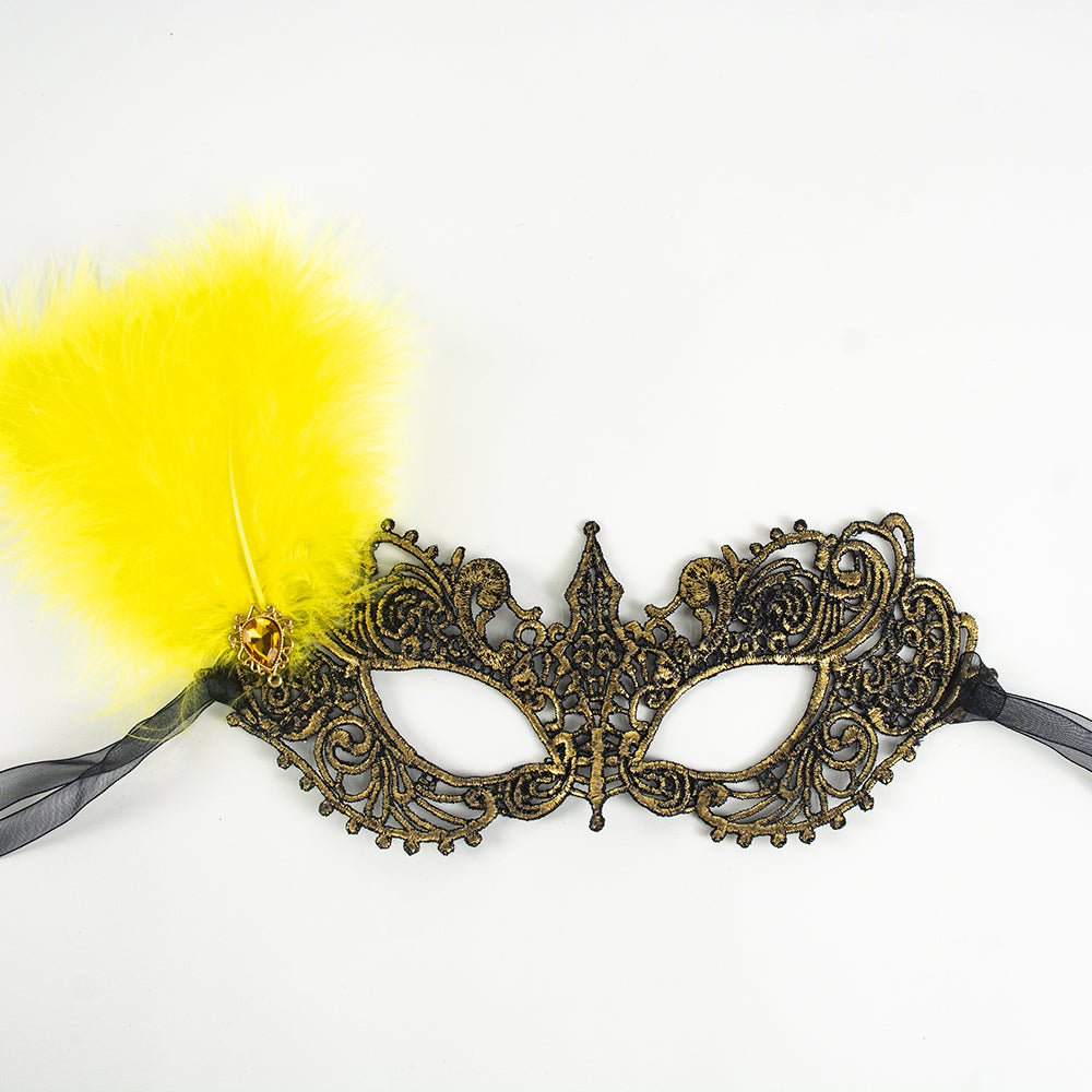 Giulia Feather Lace Masquerade Mask – Rainbow Style