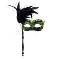 Giulia Feather Handheld Venetian Masquerade Mask
