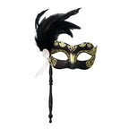 Giulia Feather Handheld Venetian Masquerade Mask