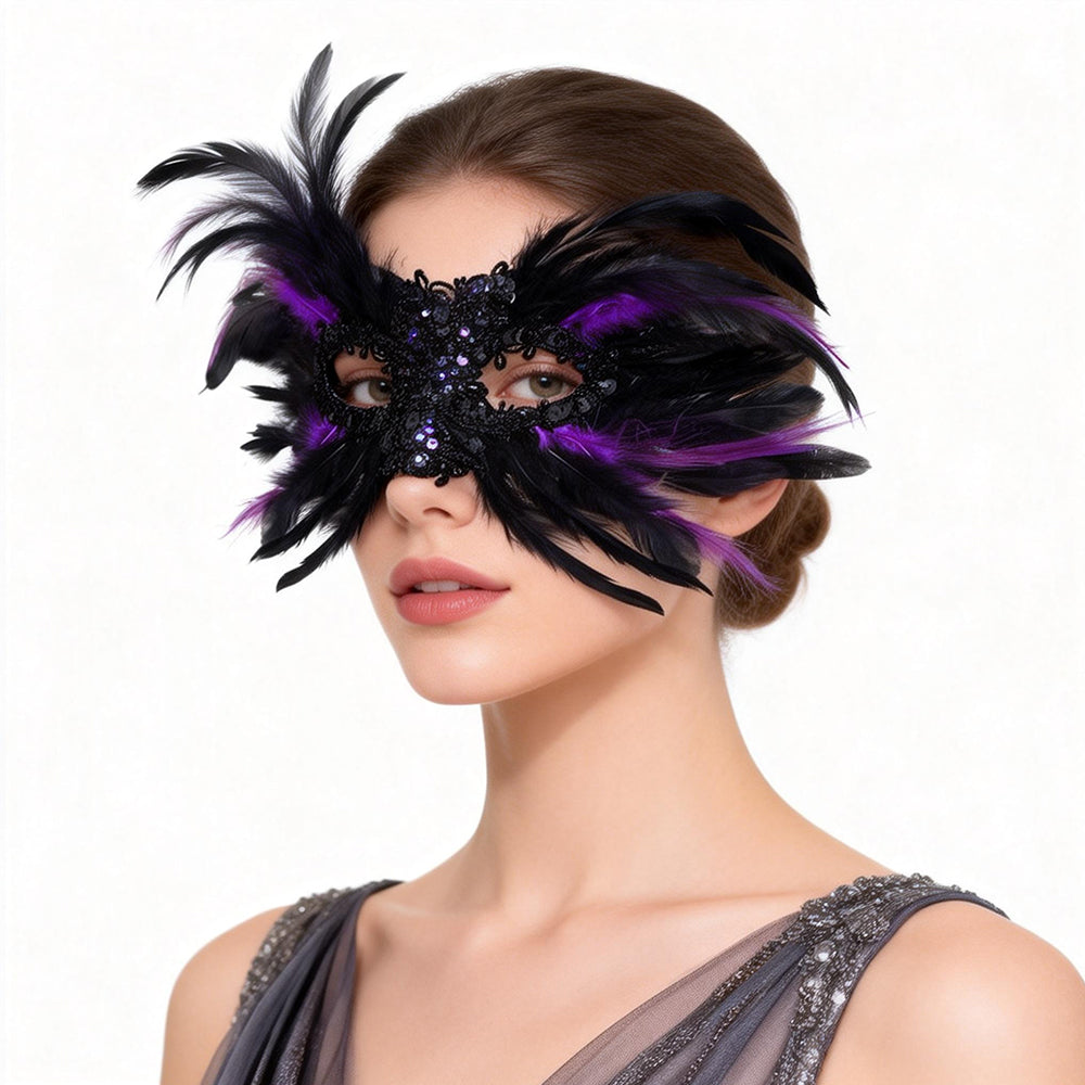 Giulia Raven Feather Eye Masquerade Mask