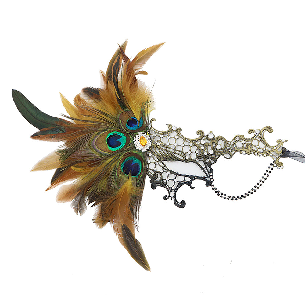 Giulia Ceremonial Feather Lace Masquerade Mask