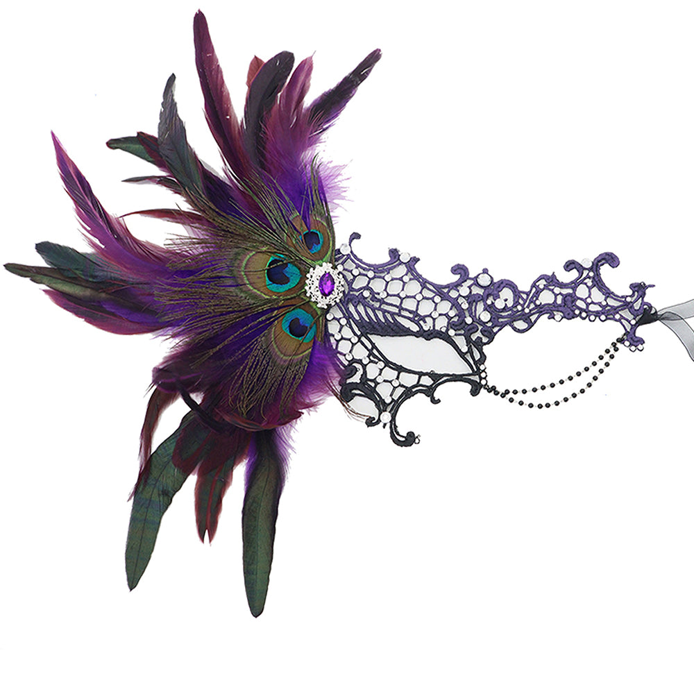Giulia Ceremonial Feather Lace Masquerade Mask