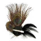 Giulia Peacock Feather Hair Clip with Pearl Accents