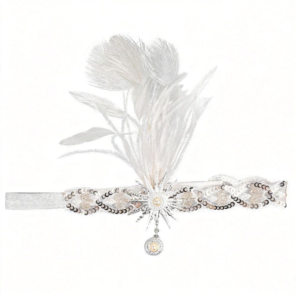 Giulia Vintage Feather Rhinestone Headband