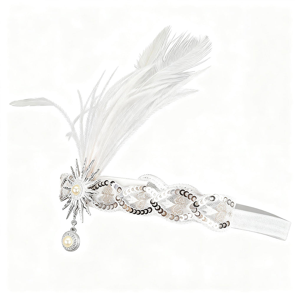 Giulia Vintage Feather Rhinestone Headband