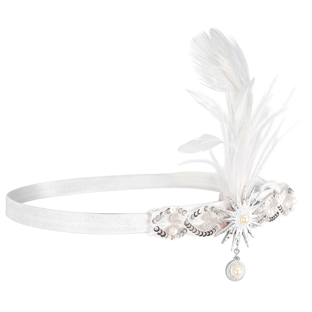 Giulia Vintage Feather Rhinestone Headband