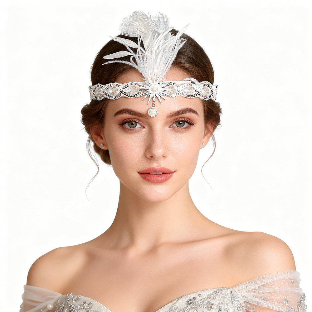 Giulia Vintage Feather Rhinestone Headband