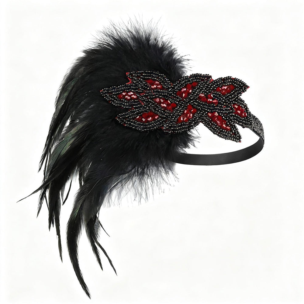 Giulia Asymmetrical Feather Rhinestone Headband