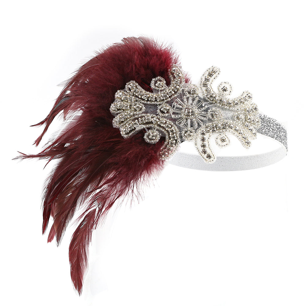 Giulia Art Deco Feather Rhinestone Headband