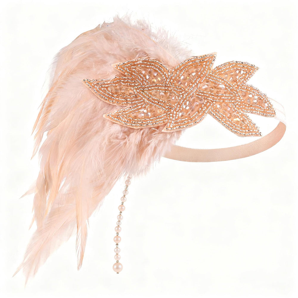 Giulia Asymmetrical Feather Rhinestone Headband