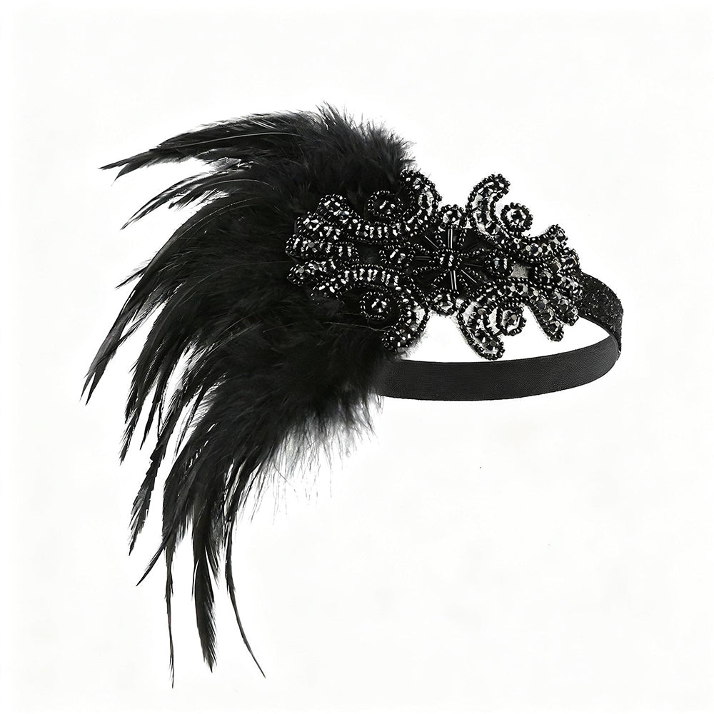 Giulia Art Deco Feather Rhinestone Headband