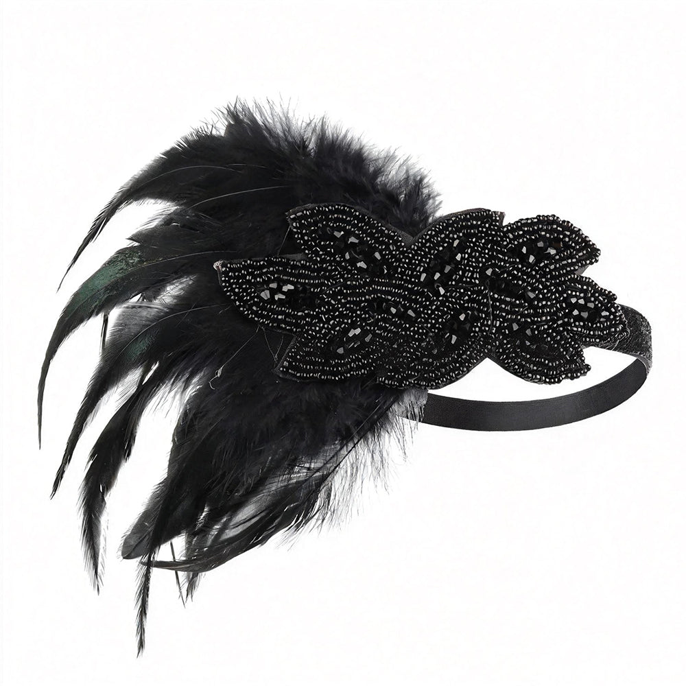 Giulia Asymmetrical Feather Rhinestone Headband