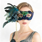 Regina Emerald Tide Sequin Feather Mask