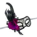 Giulia Black Lace Feather Floral Venetian Masquerade Mask