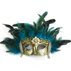 Giulia Emerald Feather Crown Venetian Masquerade Mask