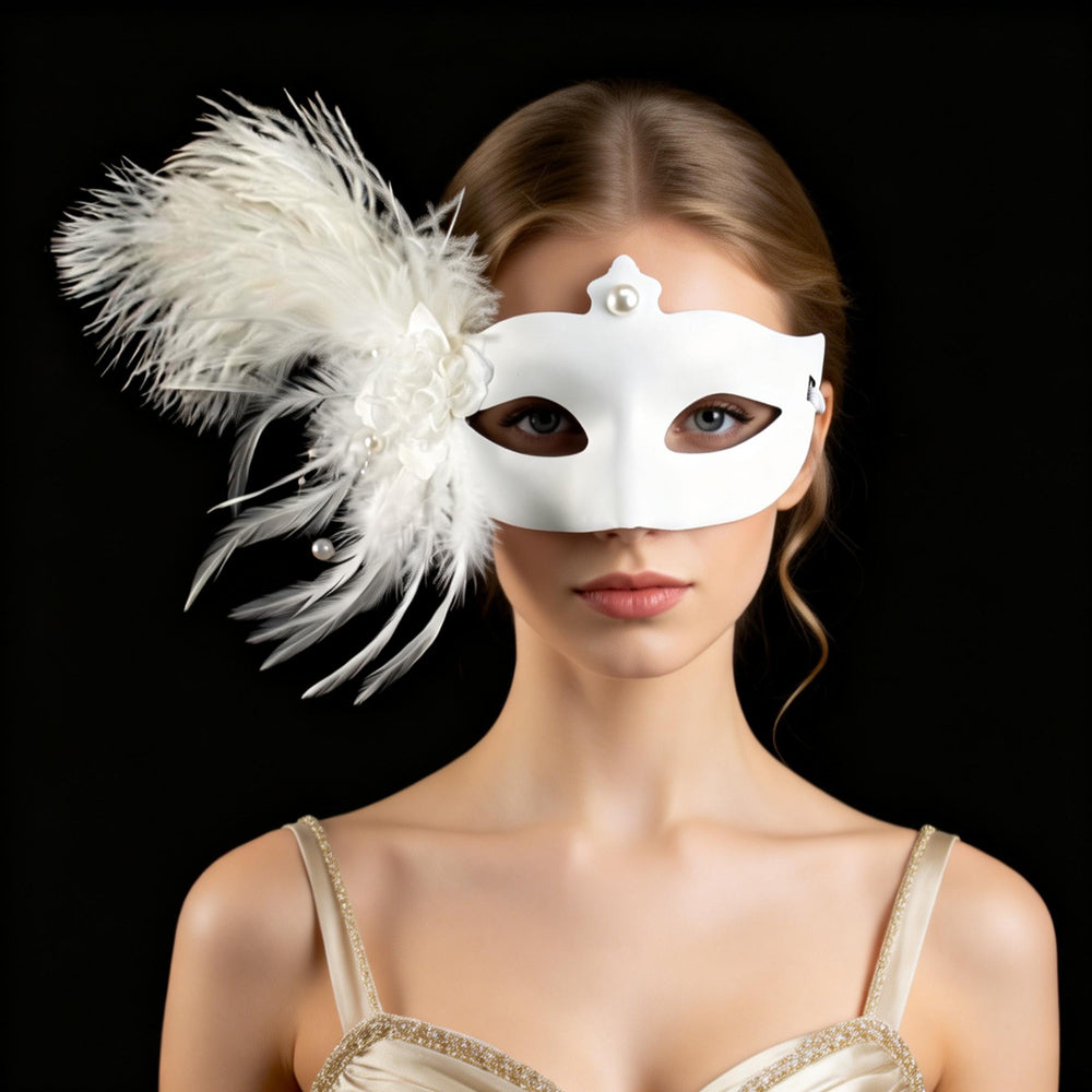 Giulia Ivory Whisper Feather Mask