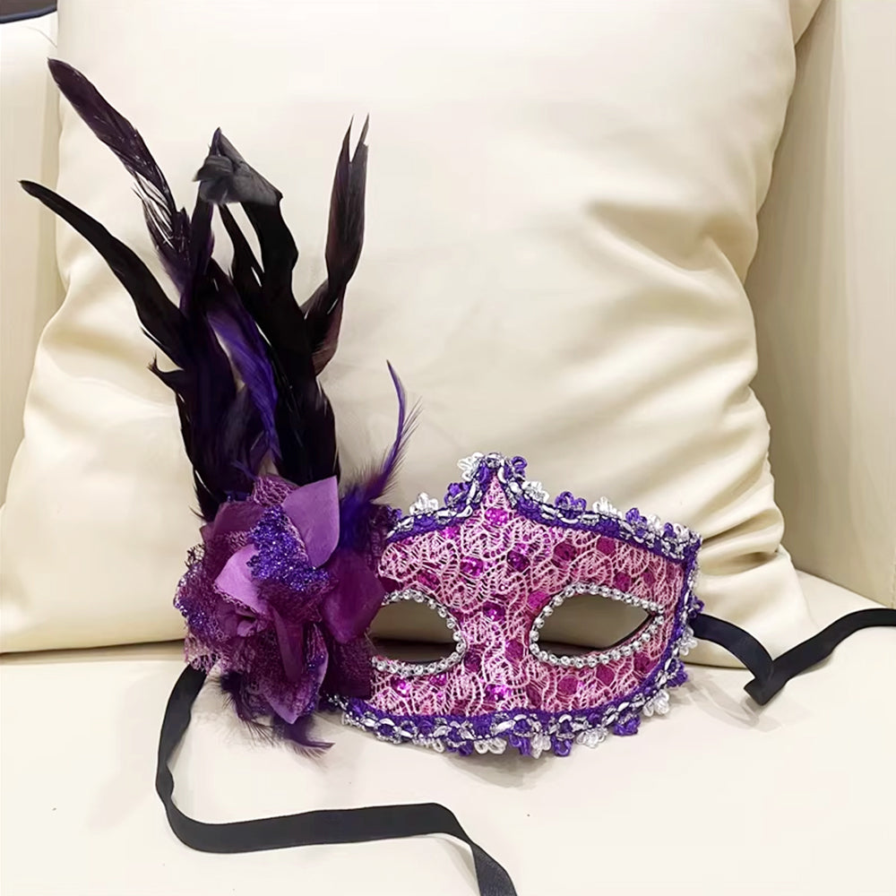 KELLY PINK Baroque Feather Mask