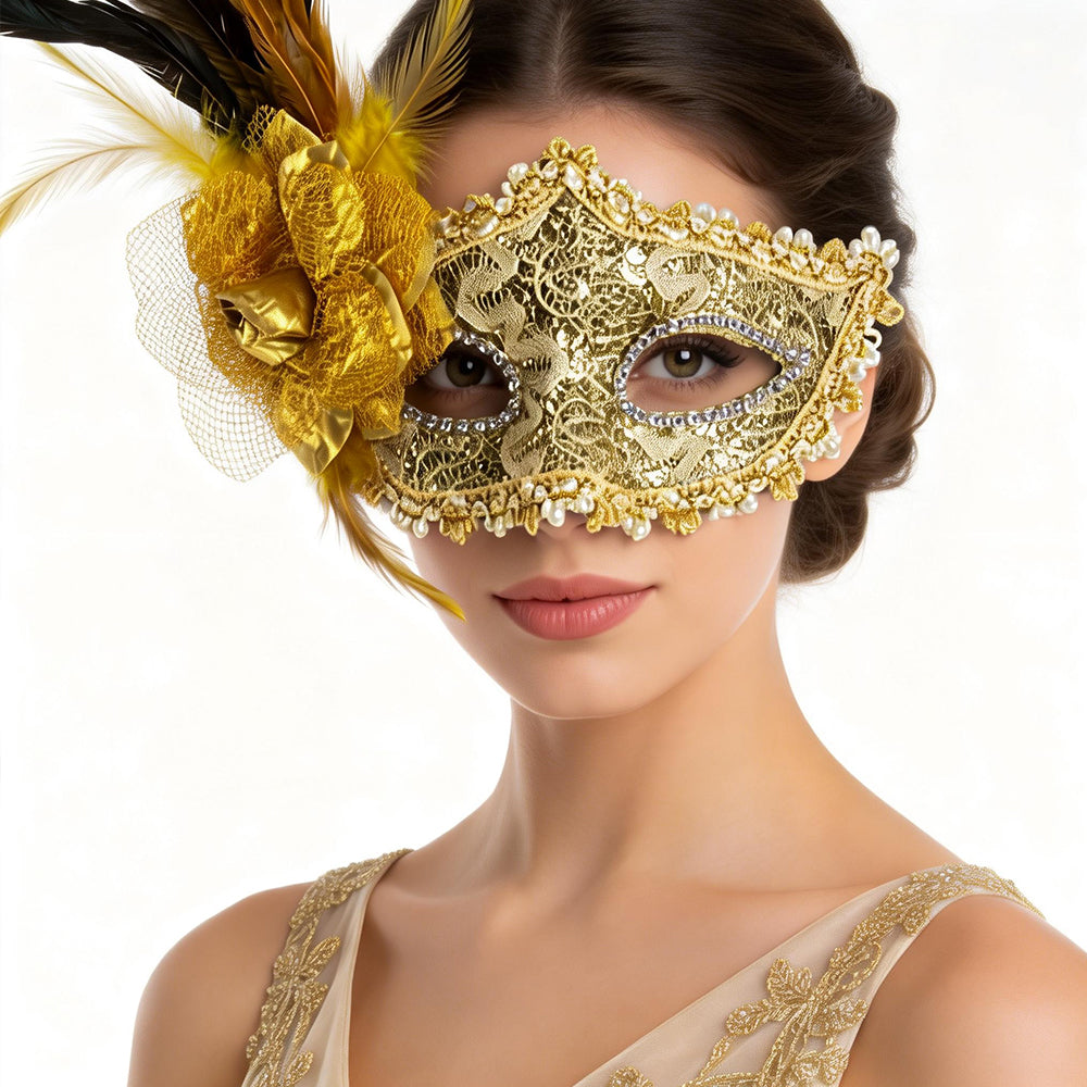 KELLY PINK Baroque Feather Mask