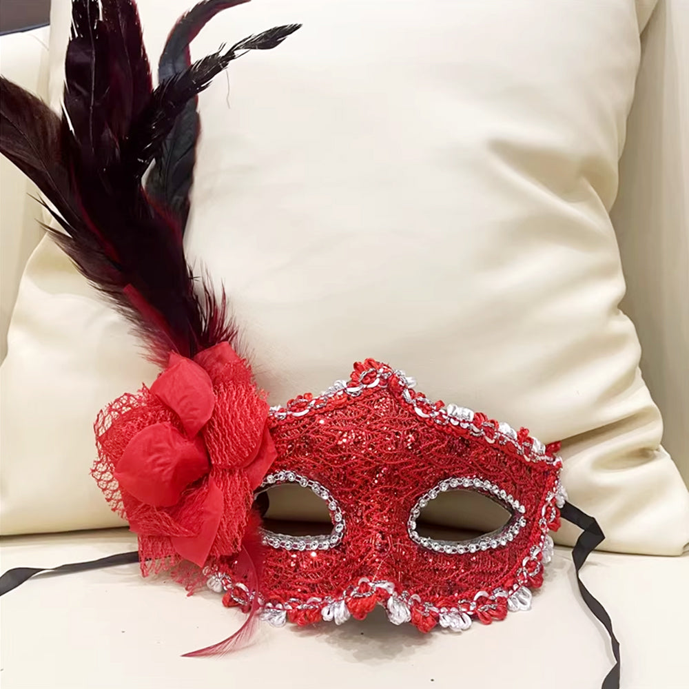 KELLY PINK Baroque Feather Mask
