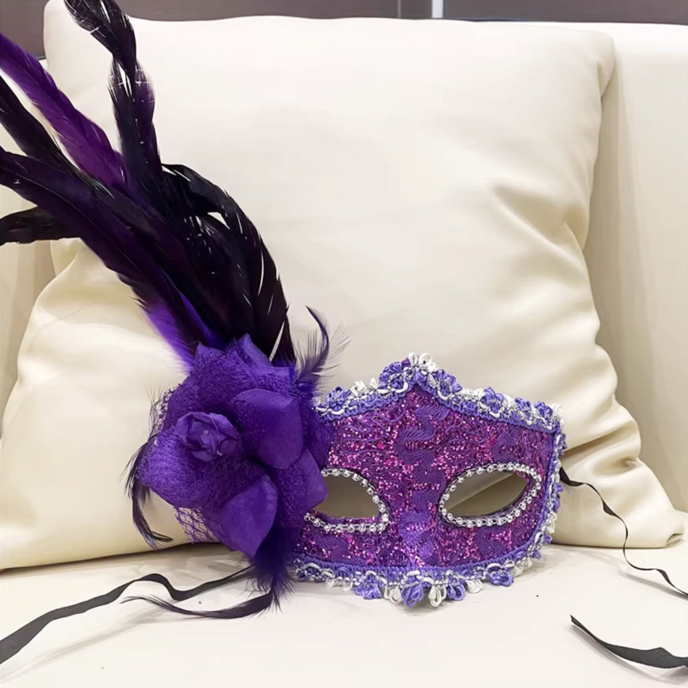 KELLY PINK Baroque Feather Mask