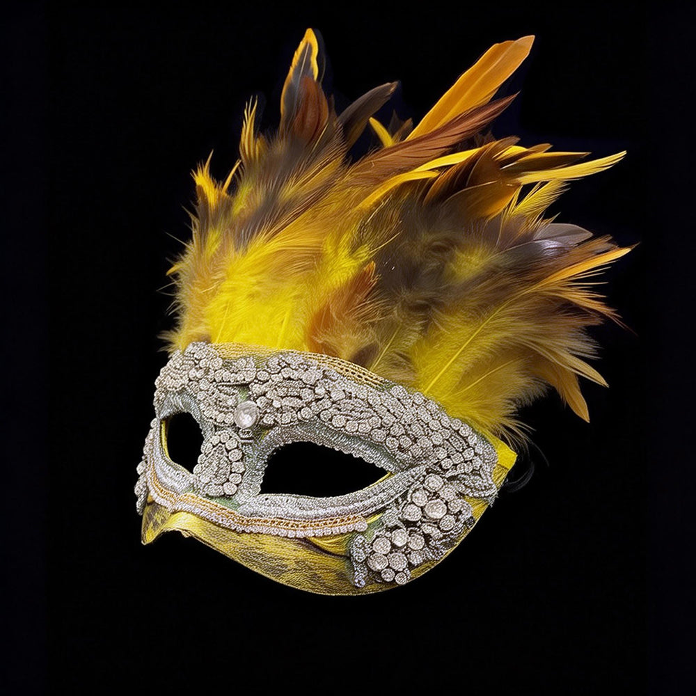 Regina Gold Feather Crystal Mask