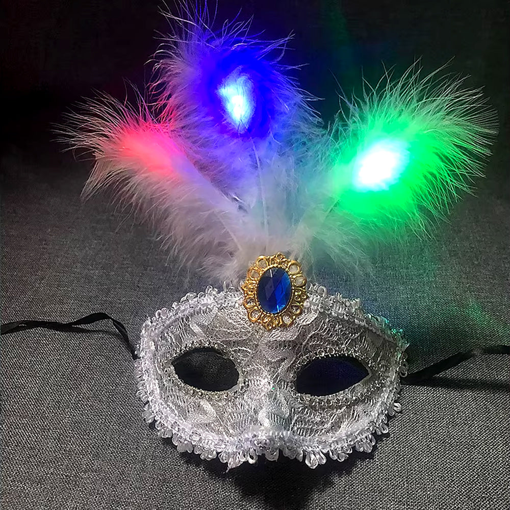Giulia Light-Up Feather Party Mask – Party Mask