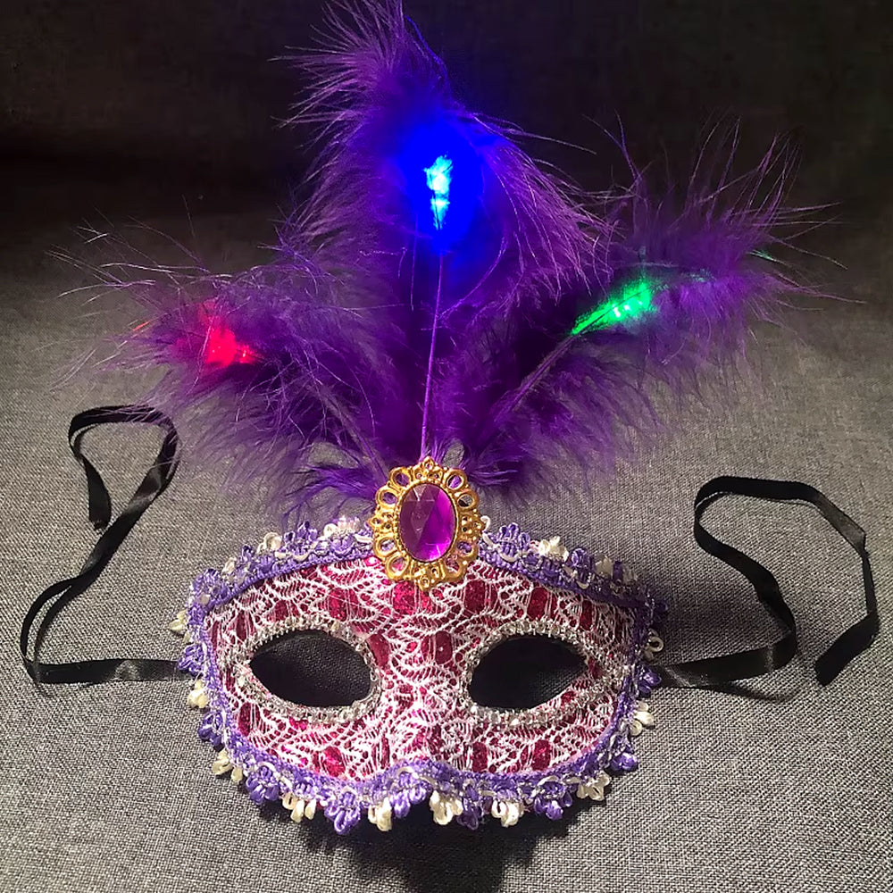 Giulia Light-Up Feather Party Mask – Party Mask