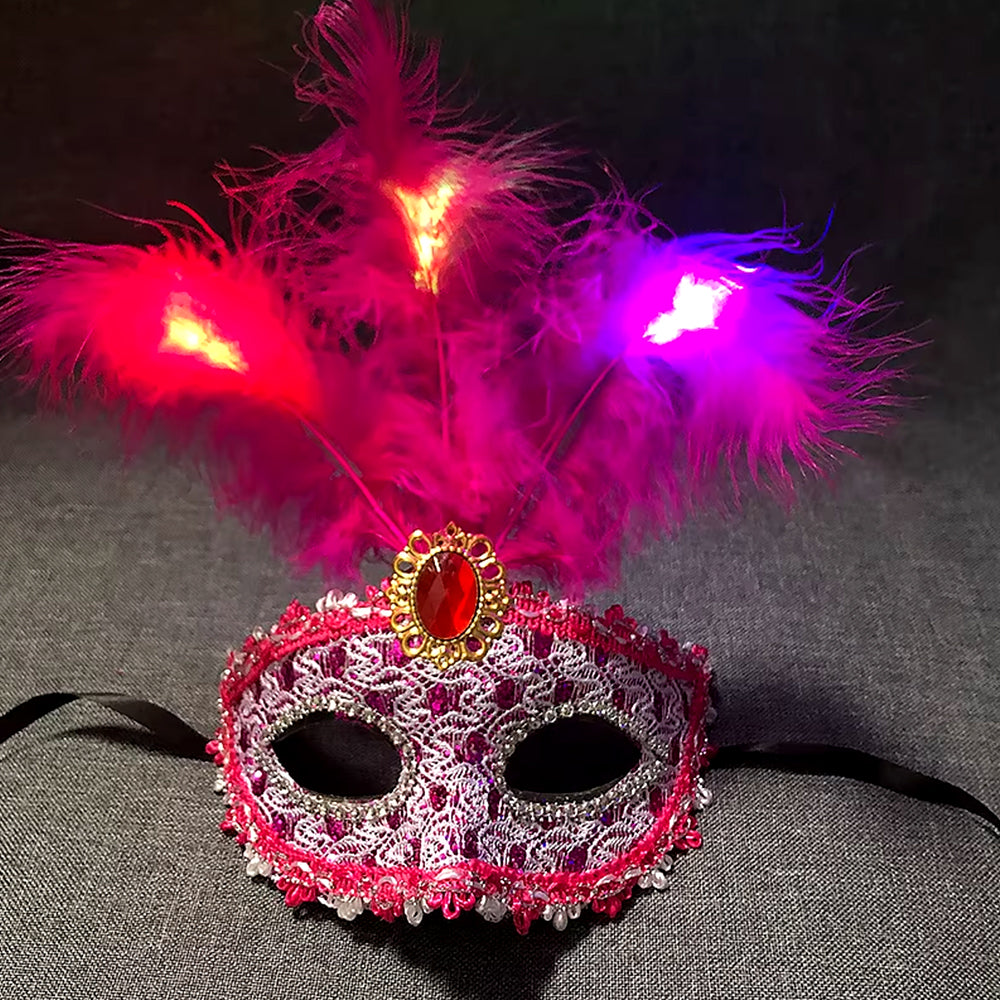 Giulia Light-Up Feather Party Mask – Party Mask