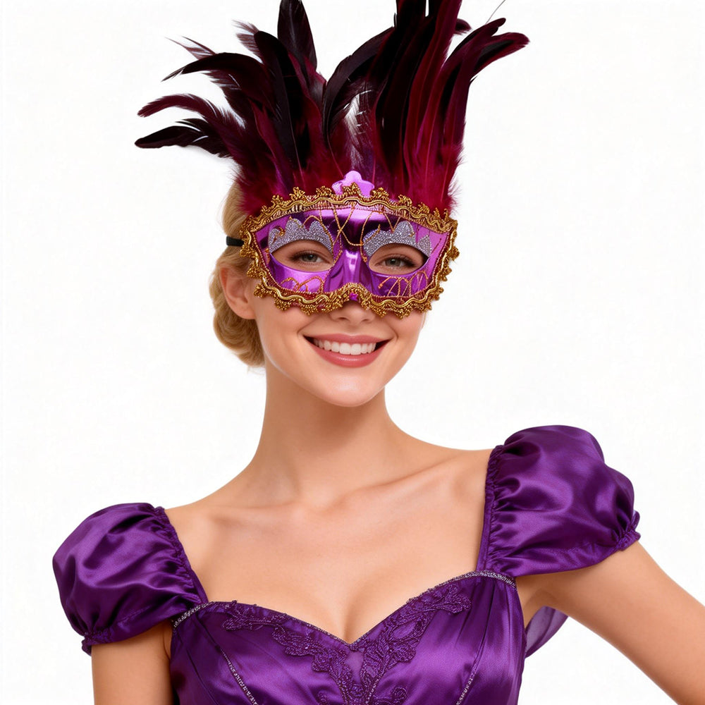 Máscara de plumas elegante Giulia