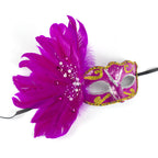 Giulia Fuchsia Pearl Feather Mask
