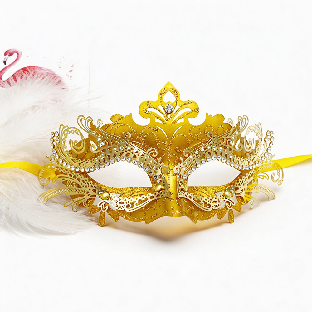Héloïse Baroque Gold Filigree Masquerade Mask with Diamond Details