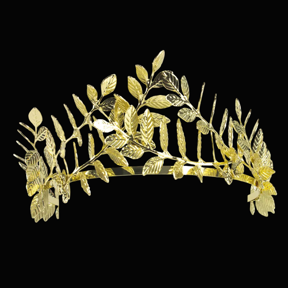 Héloïse Olive Branch Wreath Headpiece in Retro Gold