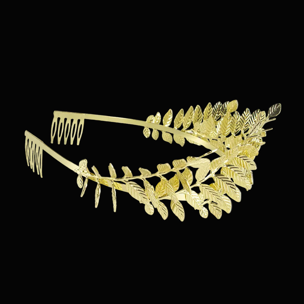 Héloïse Olive Branch Wreath Headpiece in Retro Gold