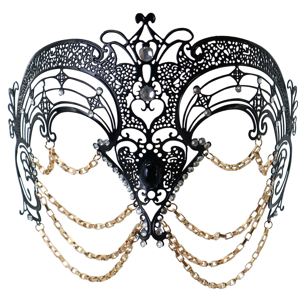 Héloïse Rhinestone-encrusted metal chain masquerade mask