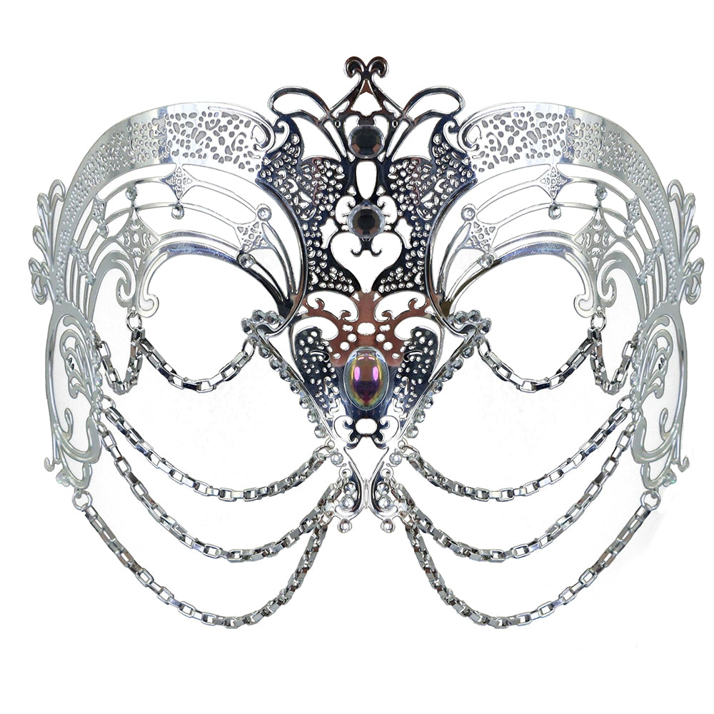 Héloïse Rhinestone-encrusted metal chain masquerade mask