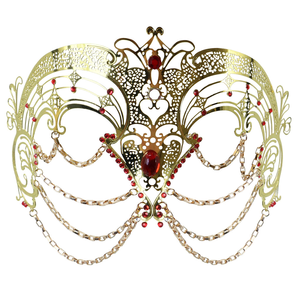 Héloïse Rhinestone-encrusted metal chain masquerade mask
