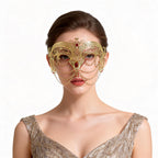Héloïse Rhinestone-encrusted metal chain masquerade mask