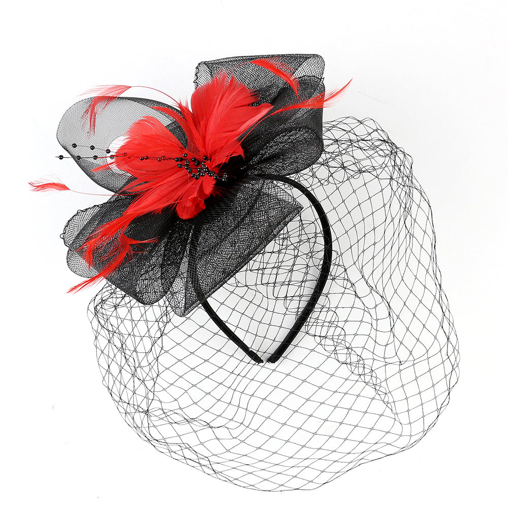 Héloïse Vintage Veil Flower Feather Headpiece